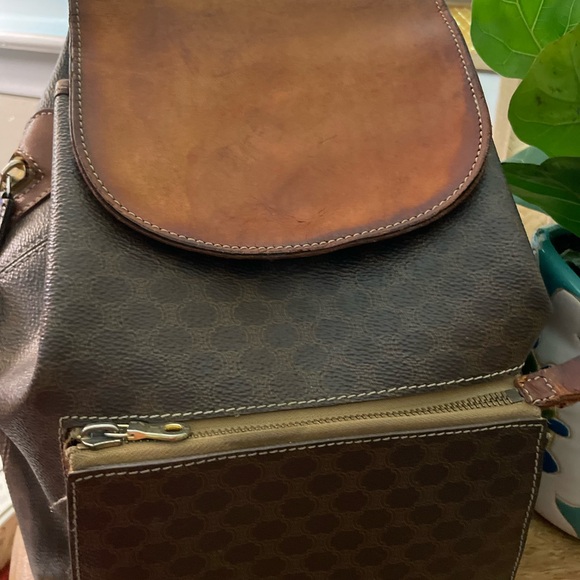 CELINE Vintage Macadam Backpack with Side Zipper Pocket and Single Magnetic Flap - Picture 11 of 16